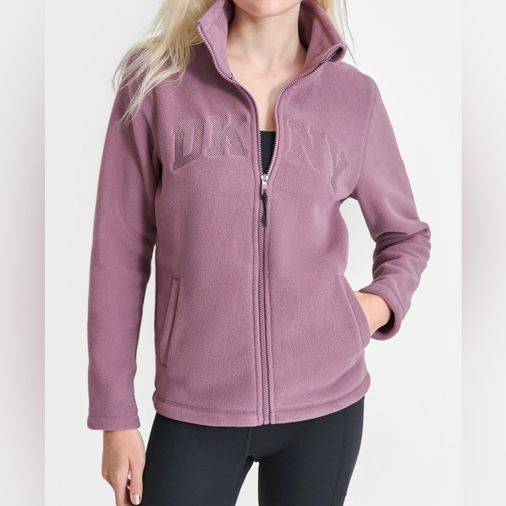DKNY Women's Mauve Logo Fleece Top
